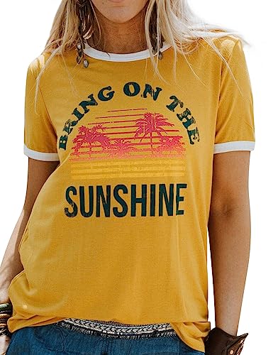 Dresswel Damen Bring On The Sunshine T Shirt Kurzarm Rundhals...