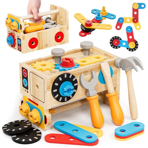 Lehoo Castle Werkzeugkoffer Kinder Werkbank Kinderspielzeug ab 2...