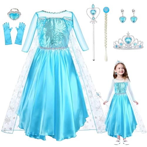 HBSFBH ELSA Mädchen Prinzessin Kostüm, ELSA Kinder Kleid mit...