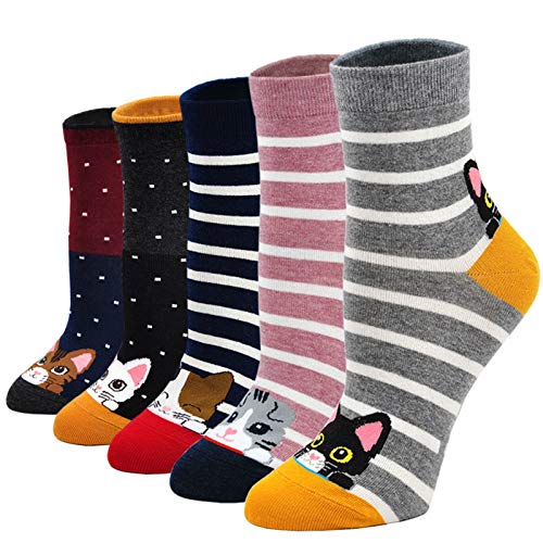 PUTUO Damen Socken aus Baumwolle Lustige Bunte Socken, Frauen...