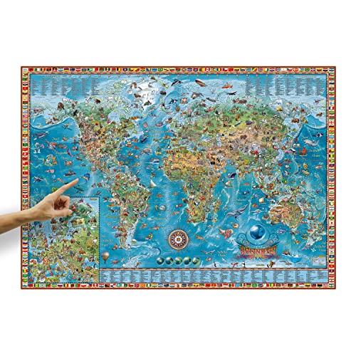 ORBIT GLOBES & MAPS Kinder-Weltkarte mit Tieren und Flaggen,...