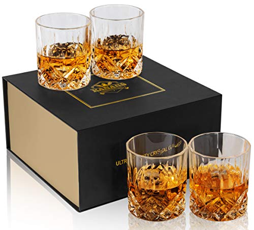 KANARS 4er Set Whisky Gläser, Bleifrei Kristallgläser, Whiskey...