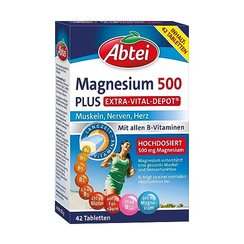 Abtei Magnesium 500 Plus Extra-Vital-Depot - hochdosiert - mit...