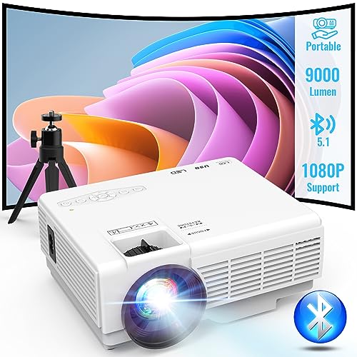Mini Beamer Bluetooth mit Stativ, YOOYAA 9000 Lumen Video Beamer...