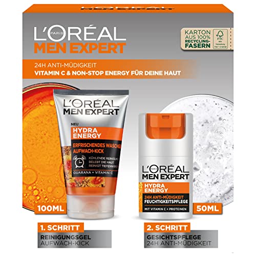 L'Oréal Men Expert Pflegeset gegen müde Haut für Männer,...