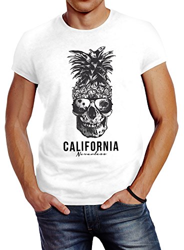 Neverless Cooles Herren T-Shirt Pineapple Skull Sonnenbrille...