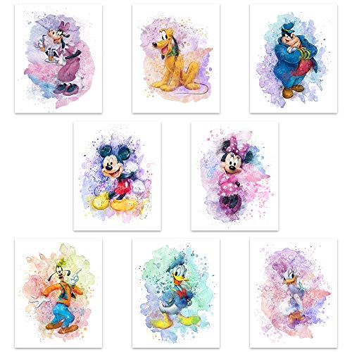 Mickey Mouse Aquarelldrucke – ungerahmtes Set mit 8 (20,3 x...