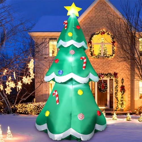 Omdekor 7FT Aufblasbarer Weihnachtsbaum mit LED Beleuchtung,...