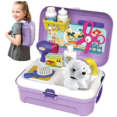 HERSITY Hunde Kinderspielzeug, Rollenspiel Rucksack Hundesalon...
