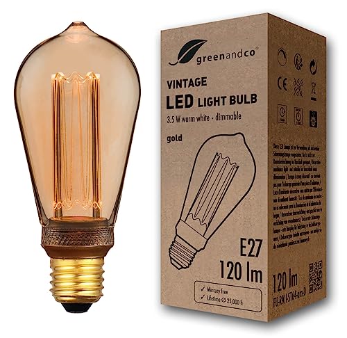 greenandco® dimmbare Vintage Design LED Lampe E27 ST64 3,5W...