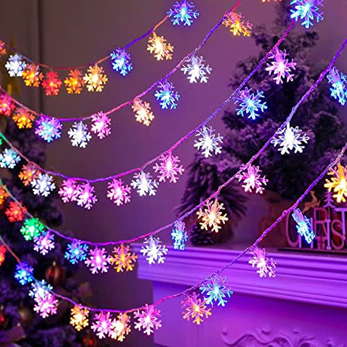 AUAUY Weihnachten Schneeflocke Lichterketten, 6M/19.6 ft 40 LED...