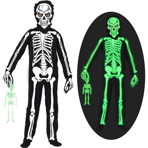 Kitimi Kinder Skelett Kostüm, Halloween Skelett kostüm Kinder,...