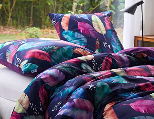 Amolavet Bettwäsche 135x200 Blumen 2teilig Set Lila Bunte...