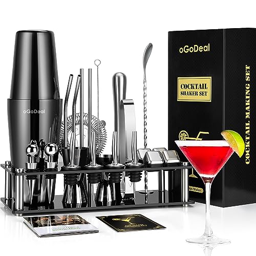 Cocktail Shaker Set, oGoDeal Boston Cocktail Shaker Schwarz mit...