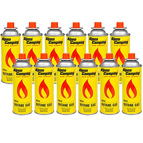 Alpen Camping Butan 12x400ml Gaskartuschen Gasflasche für...