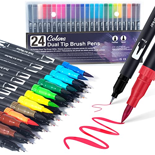 Dual Brush Pen Set: Filzstifte 24 Farben Pinselstifte Marker...