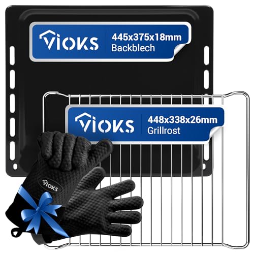 VIOKS Email Backblech 445x375x18mm mit Grillrost Edelstahl...