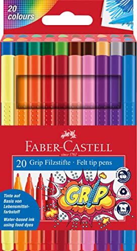 Faber-Castell 155320 - Fasermaler GRIP Colour Marker, 20er Etui