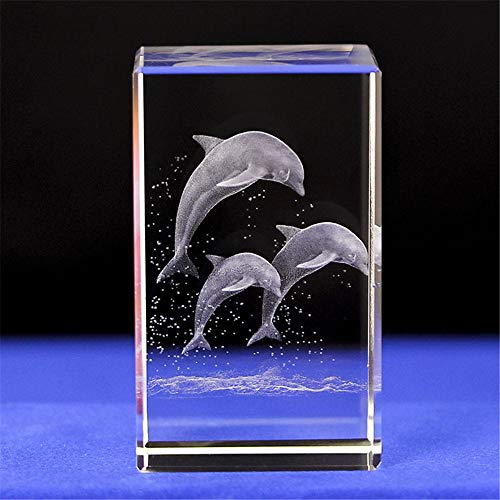 Kristallglas-Delfin-Ornamente, 3D-Lasergravur,...