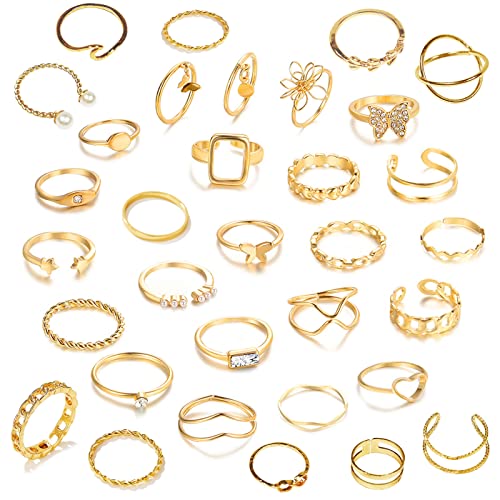33PCS Vintage Gold Knuckle Ringe Set,Boho Schmetterlings Schlange...
