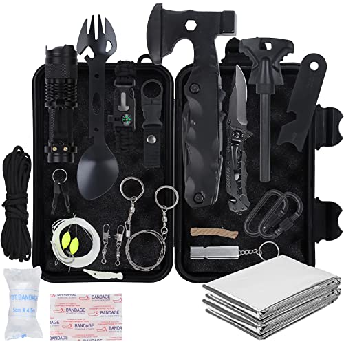 Survival Kit 18 in 1, Professionelles Notfall Set Outdoor...