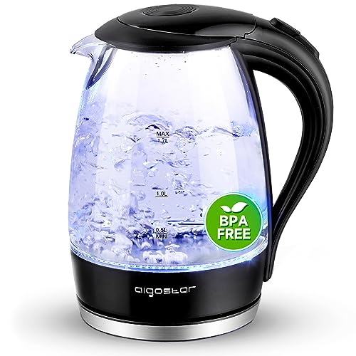 Aigostar Adam - Wasserkocher Glas 1,7 Liter, 2200 Watt,...