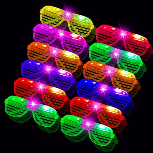 Indrnif 12 Stück Flashing LED Brille Glow Light LED Party Brille...