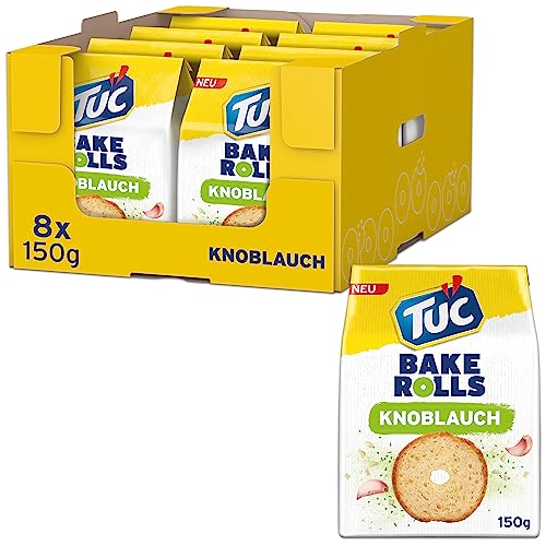 TUC Bake Rolls Knoblauch 8 x 150g I Knusprige Brotchips I...