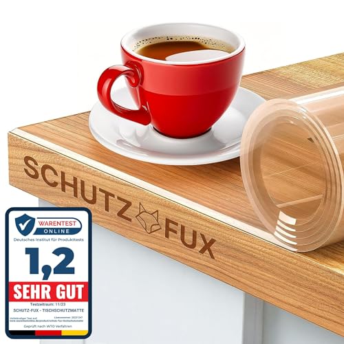 SCHUTZ-FUX Tischfolie 2mm transparent - Tischschutz mit schräger...