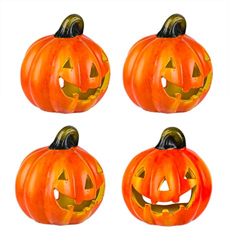 BigDean 4er Set Halloween-Kürbis Windlicht - HxD: ca. 10x11 cm -...