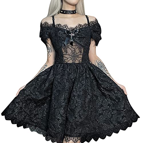 SEAUR Gothic Kleid Damen Minikleid Retro Vintage Steampunk Rock...
