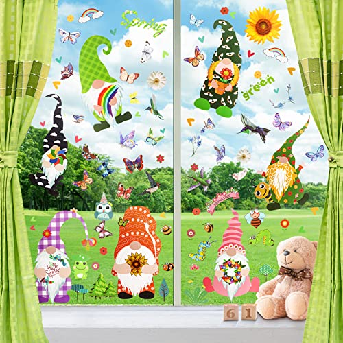 Yunkctuk 98 Stück Fensterbilder Frühling, Klebefolie...