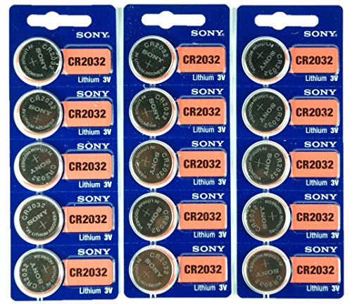 Sony CR2032 Lithium-Knopfbatterie, 3 V, 2032, 15 Stück